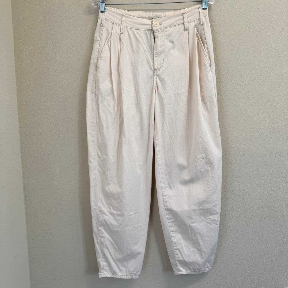 Pilcro Anthropologie Cream Pleated High‎ Rise Tapered Chino Pants Womens Size 26